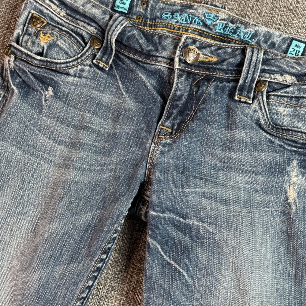 Women Jeans | Sang Real | Waist 28 (or‎ 6-8) | Embroidered Straight Leg Jeans